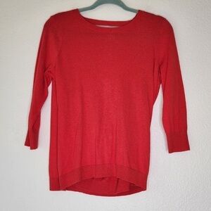 Zara Red Crewneck Lightweight Knit Sweater